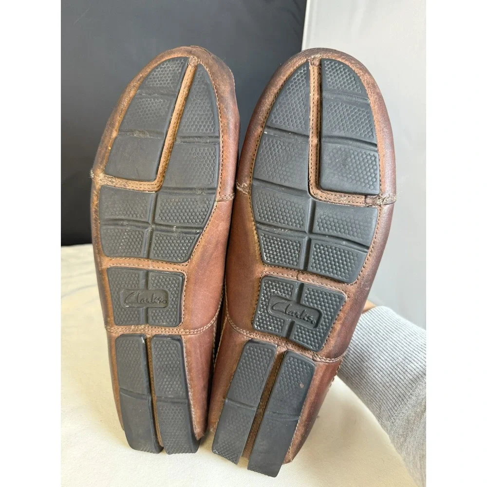 Clarks 16326 Brown Leather Ortholite Penny‎ Driving Loafers Mens 11.5 US Brown